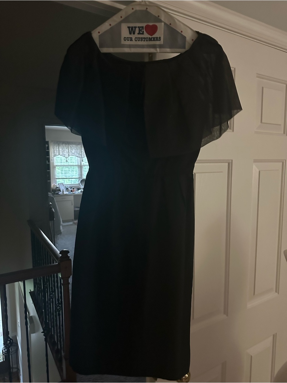 Elegant Black Midi Dress with Flutter Overlay